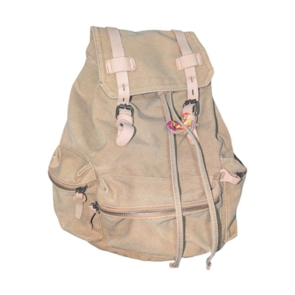 Urban Outfitters Canvas Utility Backpack Beige Boho Rucksack Drawstring bag
